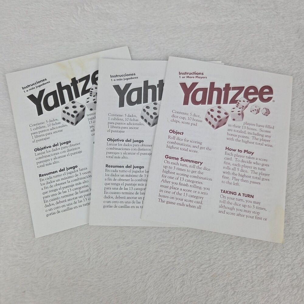 Vintage 1998 Yahtzee Dice Game Milton Bradley Complete With Score Pads - Picture 4 of 11